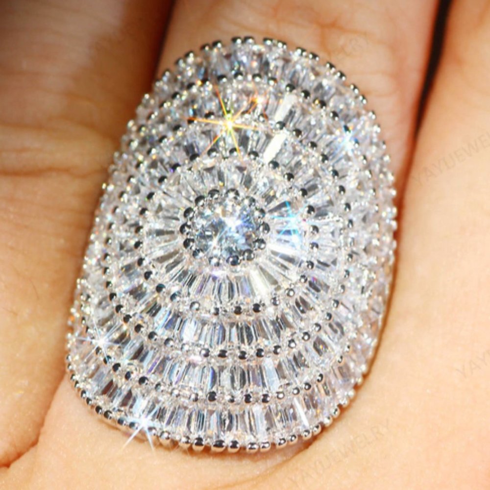 Princess Cut Cubic Zirconia Sterling Silver Ring - Picture 5 of 11